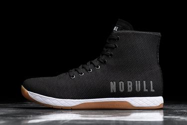 Nobull Superfabric High-Top Men's Trainers Black White | Australia (QY3480)